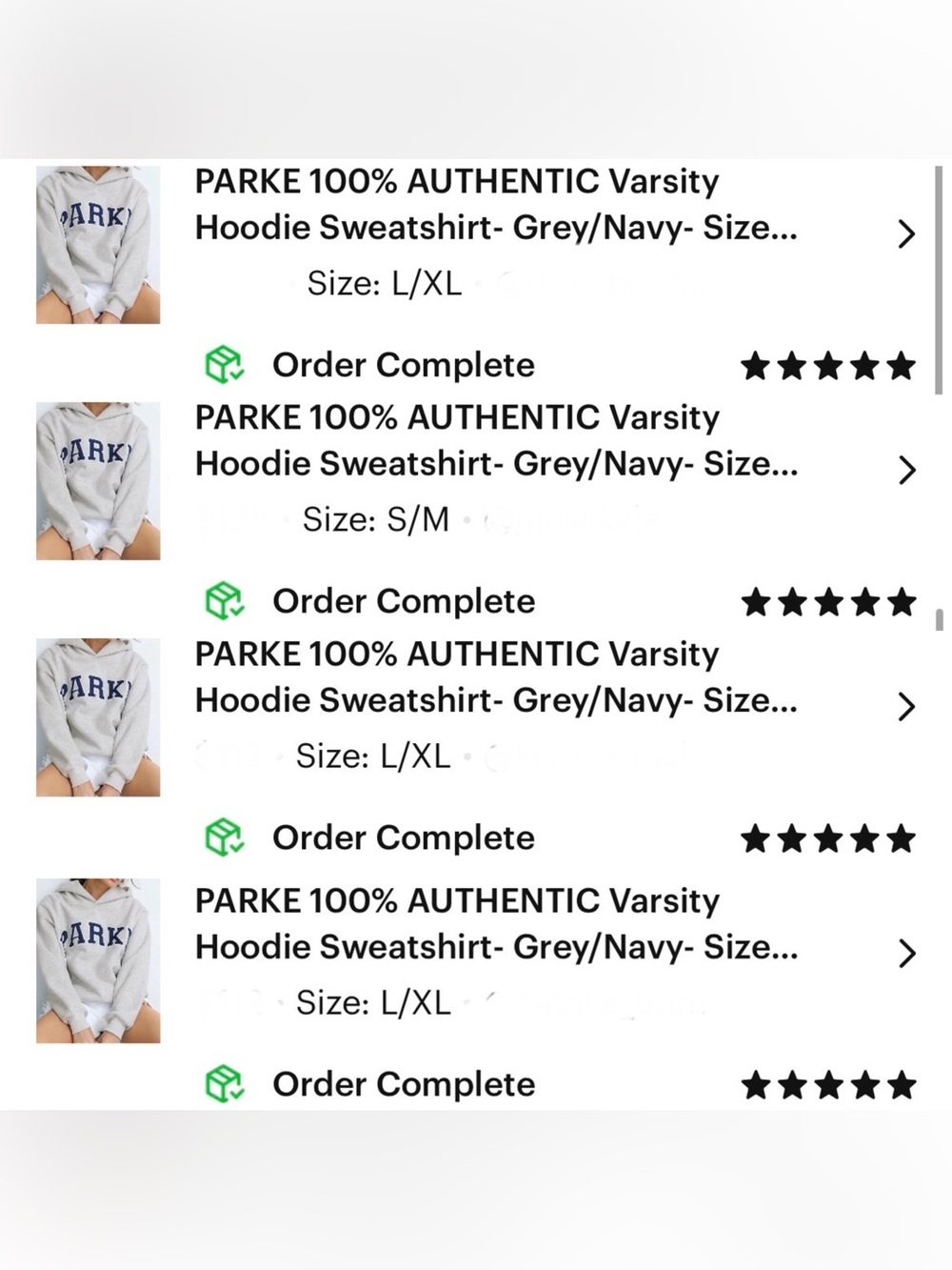 PARKE 100% AUTHENTIC Varsity Hoodie Sweatshirt- Grey/Navy- Size S/M - Picture 2 of 15